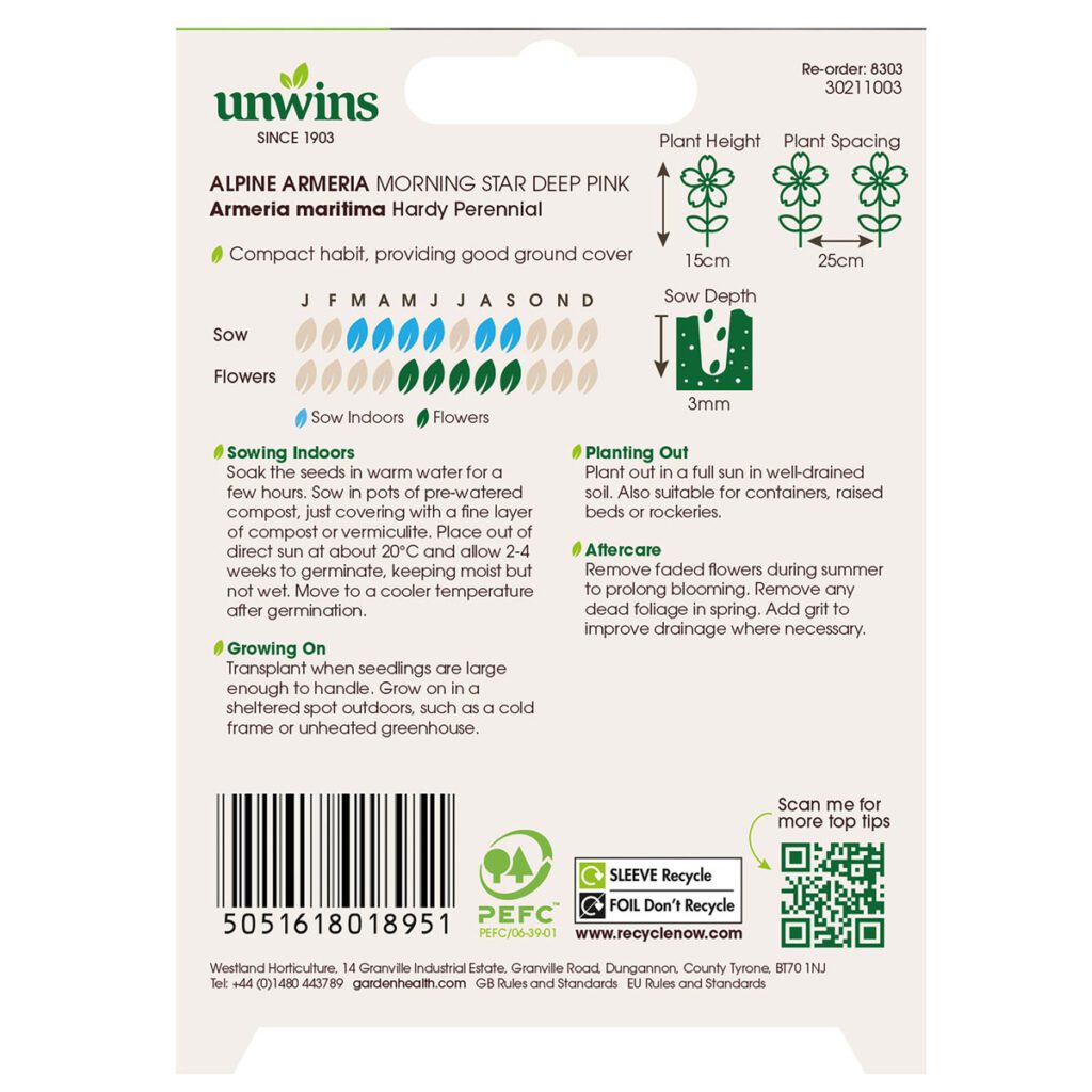 Unwins Armeria Morning Star Deep Pink Seeds 5051618018951 2